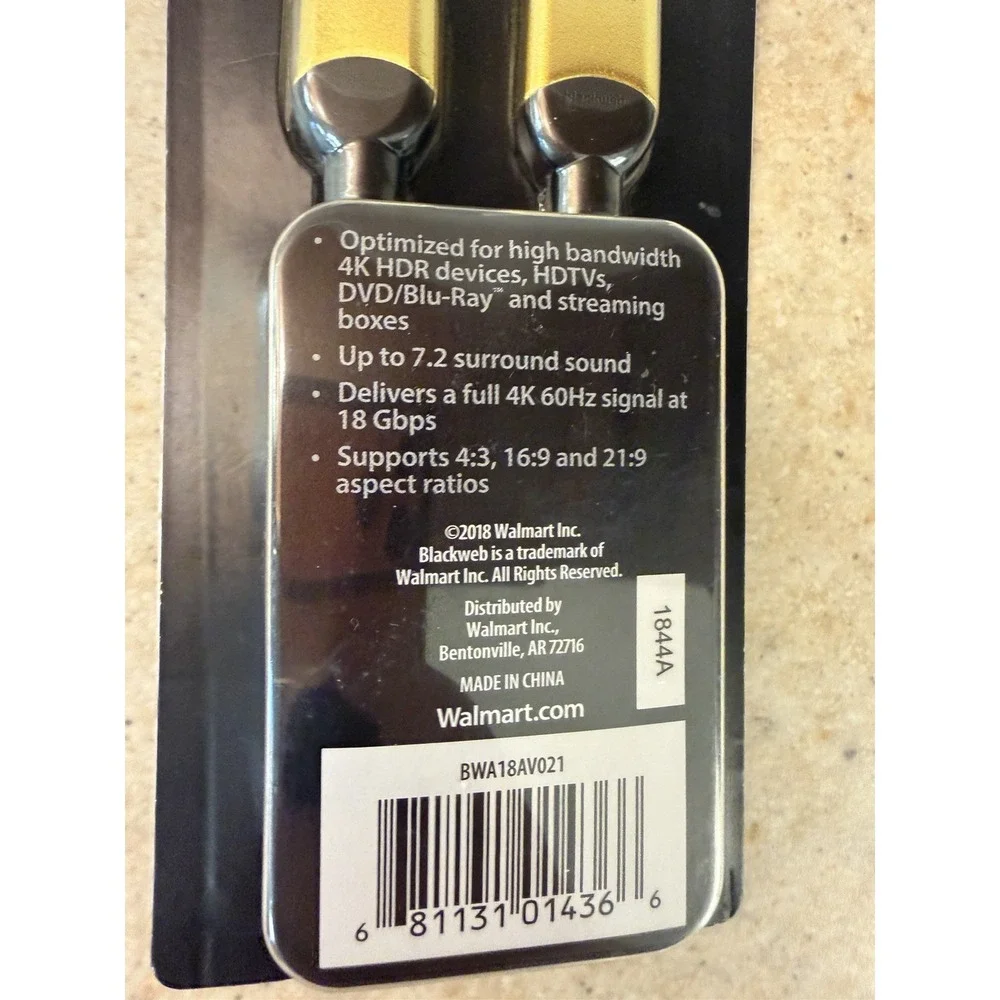 Blackweb Premium Certified 4K ULTRA HD 4FOOT HDMI Cable HDR 18 Gbps 60hz 7.2(GA)